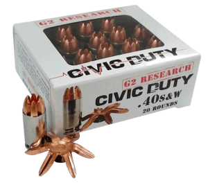 G2 Research Civic Duty 40 S&W 122 gr Copper Expansion Projectile 20rd Box