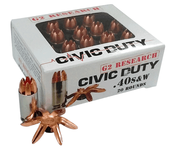 G2 Research G00620 Civic Duty  40 S&W 122 gr Copper Expansion Projectile 20rd Box