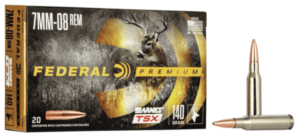 Federal P708C Premium Hunting 7mm-08 Rem 140 gr Barnes TSX 20rd Box