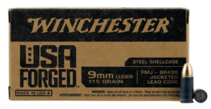 Winchester Ammo WIN9SV USA Forged 9mm Luger 115 gr Full Metal Jacket with Steel Case (FMJ) 50rd Box