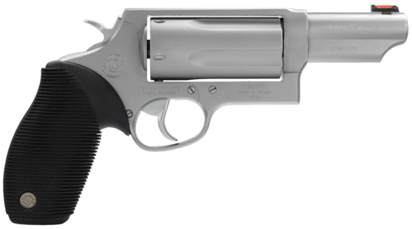 Taurus 2-441039MAG Judge Magnum 45 Colt (LC) Caliber or 2.50/3″ 410 Gauge with 3″ Barrel 5rd Capacity Cylinder Overall Matte Finish Stainless Steel Black Ribber Grip & Fiber Optic Front Sight