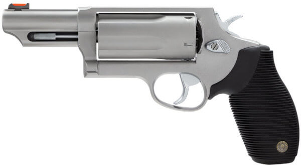Taurus 2-441039MAG Judge Magnum 45 Colt (LC) Caliber or 2.50/3″ 410 Gauge with 3″ Barrel 5rd Capacity Cylinder Overall Matte Finish Stainless Steel Black Ribber Grip & Fiber Optic Front Sight