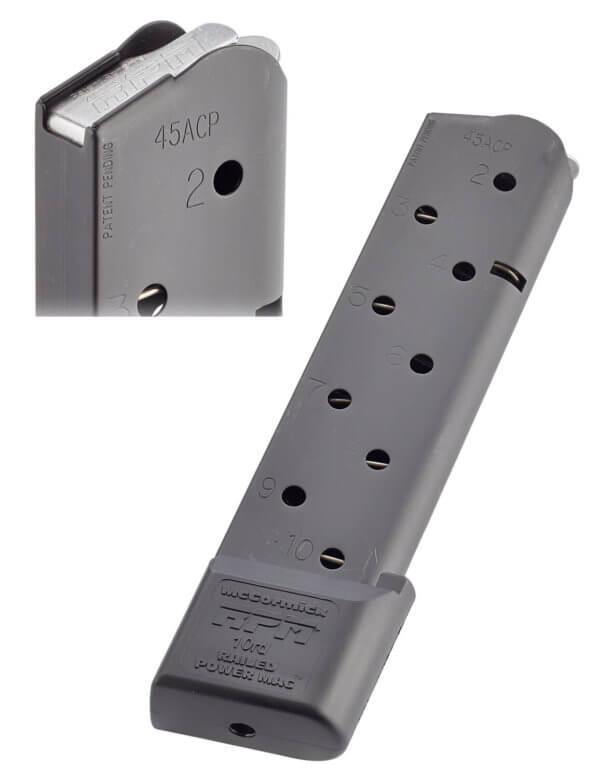 CMC Products MRPM45FS10B Railed Power Mag Black Detachable 10rd 45 ACP for 1911 Government
