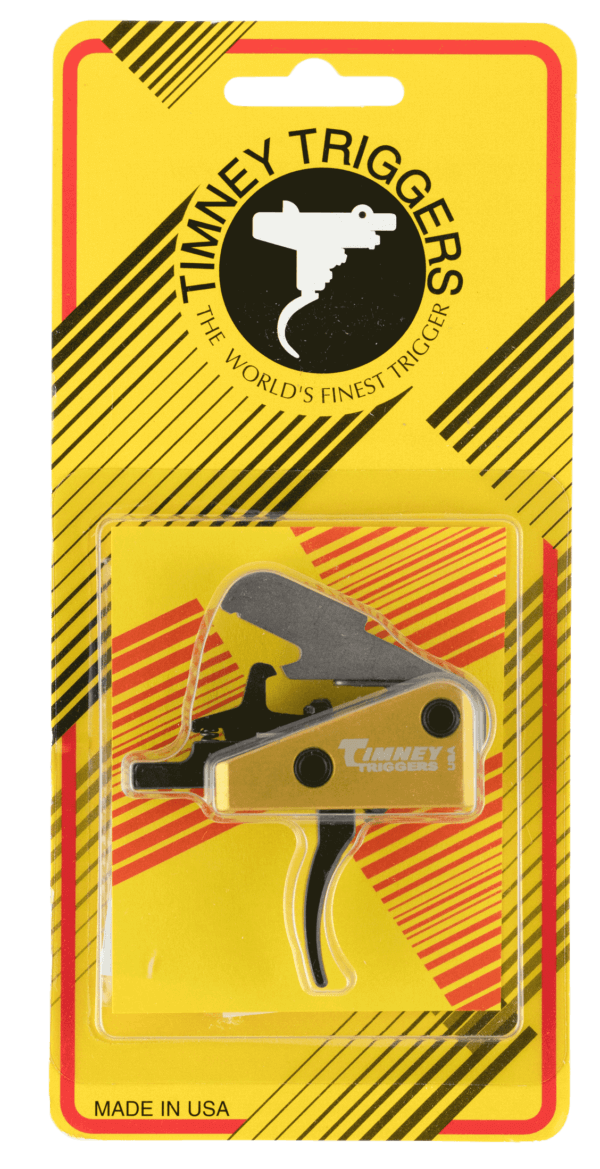 Timney Triggers 667S Competition Trigger Single-Stage Curved Trigger with 3 lbs Draw Weight & Black/Gold Finish for AR-15