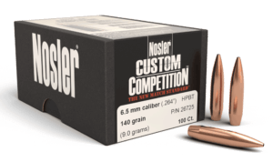 Nosler 26725 Custom Competition 6.5mm .264 140 GR Hollow Point Boat Tail (HPBT) 100 Box