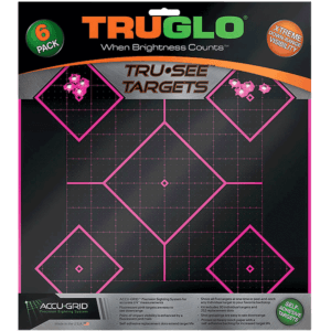 Truglo TG14P6 Tru-See Self-Adhesive Paper 12″ x 12″ 5-Diamond Black/Pink 6 Pack