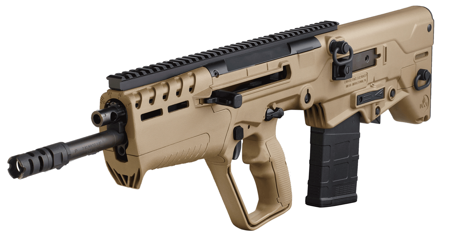 IWI US T7FD16 Tavor 7 7.62x51mm NATO Caliber with 16.50″ Barrel  20+1 Capacity  Flat Dark Earth Metal Finish  Flat Dark Earth Fixed Bullpup Stock & Polymer Grip Right Hand