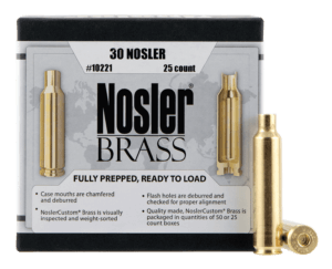 Nosler 10221 Premium Brass Unprimed Cases 30 Nosler Rifle Brass 25 Per Box
