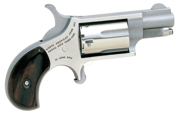 North American Arms 22LR Mini-Revolver *CA Compliant 22 LR 5rd 1.13″ Overall Stainless Steel with Rosewood Birdshead Grip