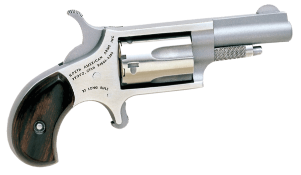 North American Arms 22LLR Mini-Revolver 22 LR Caliber with 1.63″ Barrel, 5rd Capacity Cylinder, Overall Stainless Steel Finish & Rosewood Birdshead Grip