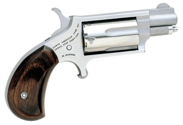 North American Arms 22MS Mini-Revolver *CA Compliant 22 Mag 5rd 1.13″ Overall Stainless Steel with Rosewood Birdshead Grip