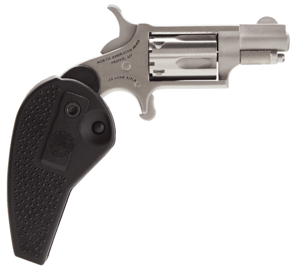 North American Arms 22LRHG Mini-Revolver 22 LR Caliber with 1.13″ Barrel 5rd Capacity Cylinder Overall Stainless Steel Finish & Black Synthetic Holster Grip