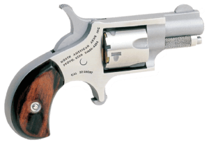 NAA 22S Mini-Revolver Single 22 Short 1.13″ 5 Rd Rosewood Bird’s Head Grip Stainless Steel