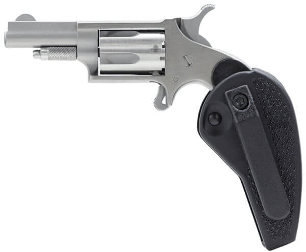 North American Arms 22LLRHG Mini-Revolver 22 LR Caliber with 1.63″ Barrel 5rd Capacity Cylinder Overall Stainless Steel Finish & Black Synthetic Holster Grip