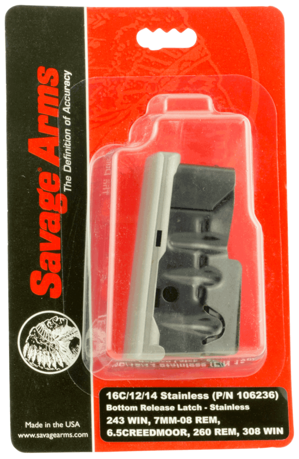 Savage Arms 55108 110 Stainless Detachable 4rd for 22-250 Rem Savage 110/12/14/16C