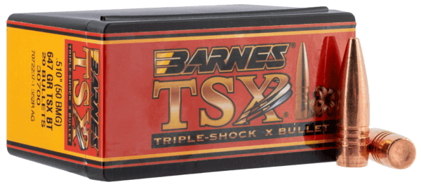 Barnes Bullets 30700 TSX 50 BMG .510 647 GR TSX Boat Tail 20 Box