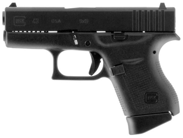 Glock UI4350201 G43 Sub-Compact 9mm Luger 6+1 3.41″ Hammer Forged Barrel Matte Black Serrated Steel Slide Black Polymer Frame Black Textured Polymer Grips Right Hand