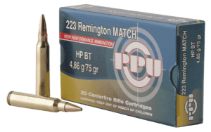 PPU PPM2232 Match 223 Rem 75 gr Hollow Point Boat Tail (HPBT) 20rd Box