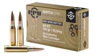 PPU PPM3081 Match 308 Win 155 gr Hollow Point Boat Tail (HPBT) 20rd Box