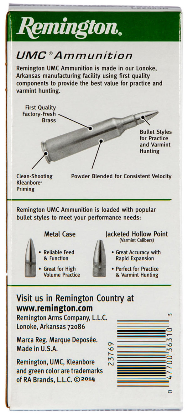 Remington Ammunition 23769 UMC Value Pack 22-250 Rem 45 gr Jacketed Hollow Point (JHP) 40rd Box