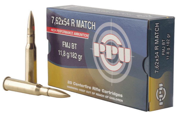 PPU PPM7 Match Rifle 7.62x54mmR 182 gr Full Metal Jacket (FMJ) 20rd Box