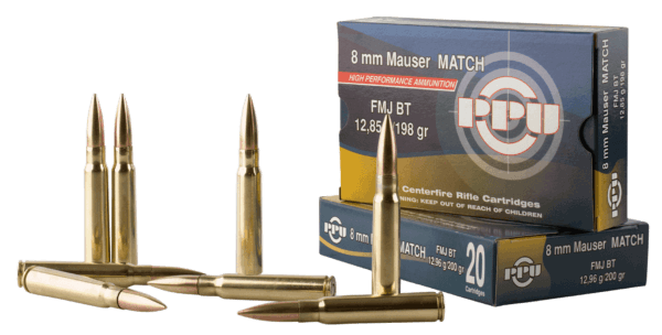 PPU PPM8 Match Rifle 8mm Mauser 200 gr Full Metal Jacket Boat-Tail (FMJBT) 20rd Box