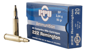 PPU PP222 Standard Rifle 222 Rem 50 gr Soft Point (SP) 20rd Box