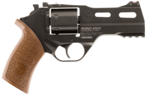 Chiappa Firearms CF340245 Rhino 40SAR *CA Compliant 357 Mag 6 Shot 4″ Nickel-Plated Steel Barrel & Cylinder Nickel-Plated Aluminum Frame & Barrel Shroud Picatinny Accessory Rail Walnut Grip