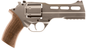 Chiappa Firearms CF340247 Rhino 50SAR *CA Compliant 357 Mag 6 Shot 5″ Nickel-Plated Steel Barrel & Cylinder Nickel-Plated Aluminum Frame & Barrel Shroud Picatinny Rail Walnut Grip