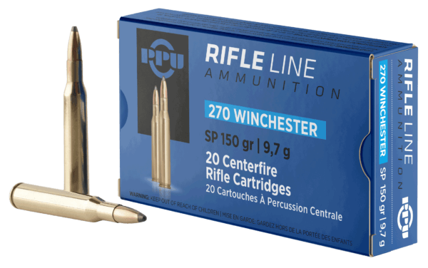 PPU PP2702 Standard Rifle 270 Win 150 gr Soft Point (SP) 20rd Box