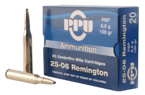 PPU PP2506P Standard Rifle 25-06 Rem 100 gr Pointed Soft Point (PSP) 20rd Box