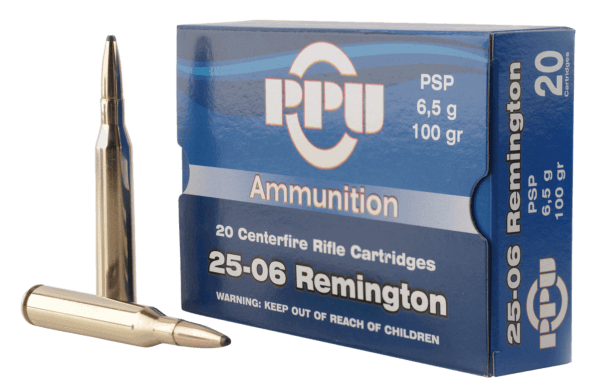 PPU PP2506P Standard Rifle Rifle 25-06 Rem 100 gr Pointed Soft Point (PSP) 20rd Box