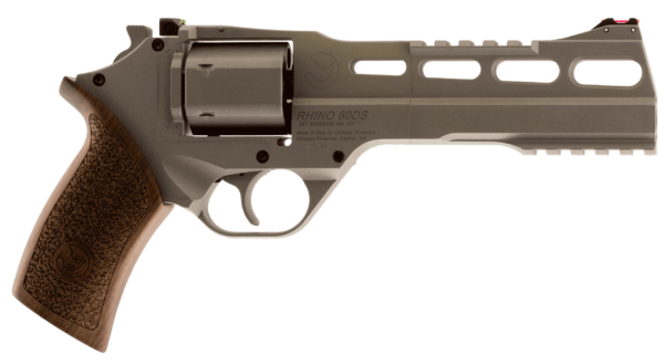 Chiappa Firearms CF340249 Rhino 60SAR *CA Compliant 357 Mag 6 Shot 6″ Nickel-Plated Steel Barrel & Cylinder Nickel-Plated Aluminum Frame & Barrel Shroud Picatinny Rails Walnut Grip
