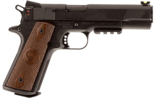 Chiappa Firearms 401101 1911-22 Custom 22 LR SAO 5″ 10+1 Walnut Grip Black Slide
