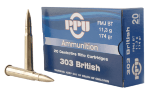 PPU PP303F Standard Rifle 303 British 174 gr Full Metal Jacket (FMJ) 20rd Box