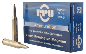 PPU PP7RM1 Standard Rifle 7mm Rem Mag 140 gr Pointed Soft Point (PSP) 20rd Box