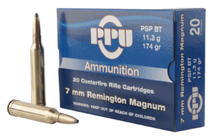 PPU PP7RM2 Standard Rifle 7mm Rem Mag 174 gr Pointed Soft Point (PSP) 20rd Box