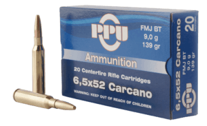 PPU PP6CF Metric Rifle 6.5x52mm Carcano 139 gr Full Metal Jacket (FMJ) 20rd Box
