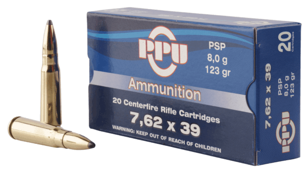 PPU PP76239P Metric Rifle Rifle 7.62x39mm 123 gr Pointed Soft Point (PSP) 20rd Box