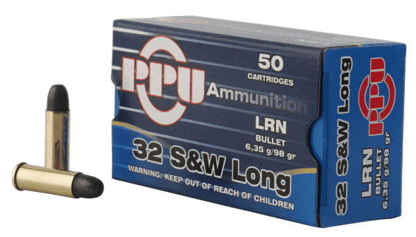 PPU PPH32SW Handgun  32 S&W Long 98 gr Lead Round Nose 50rd Box