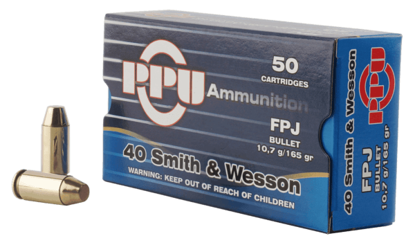 PPU PPH40F Handgun  40 S&W 165 gr Flat Point Jacketed 50rd Box