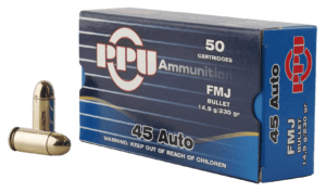 PPU PPH45F Handgun 45 ACP 230 gr Full Metal Jacket (FMJ) 50rd Box