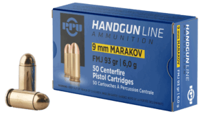 PPU PPH9MF Handgun 9×18 Makarov 93 gr Full Metal Jacket (FMJ) 50rd Box