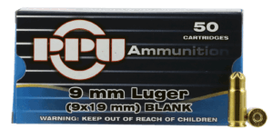 PPU PPB9L Blank Ammo 9mm Luger 50rd Box