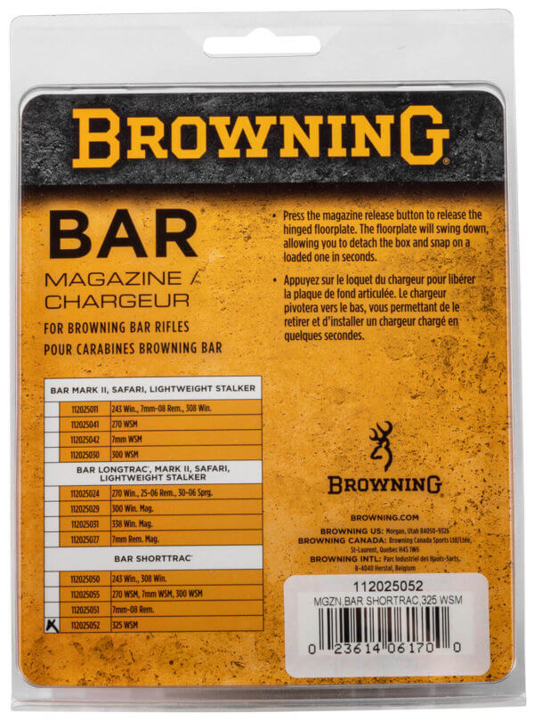 Browning 112025052 BAR 3rd 325 WSM Browning BAR MKIII/BAR ShortTrac Short Action Black Metal