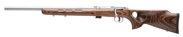 Savage Arms 25795 Mark II BTV 22 LR Caliber with 5+1 Capacity  21 Barrel  Satin Stainless Metal Finish & Fixed Thumbhole Natural Brown Stock Left Hand (Full Size)”