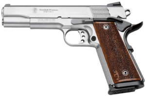 Smith & Wesson 178017 1911 Performance Center Pro  Full Size Frame 9mm Luger 10+1  5 Stainless Steel Barrel  Matte Silver Serrated Stainless Steel Slide & Frame w/Beavertail  Wood Grip”