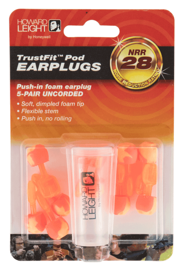 Howard Leight R02236 TrustFit Pod Earplugs Foam 28 dB In The Ear Orange Adult 5 Pair