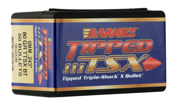 Barnes Bullets 30208 Tipped TSX 6mm .243 80 GR TTSX Boat Tail 50 Box