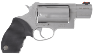 Taurus 2441039TC 45/410 Judge Public Defender 45 Colt (LC)/410 Gauge 2.50″ 5 Round Silver Black Ribber Grip